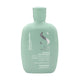 Green shampoo bottle with brand logo on a white background
