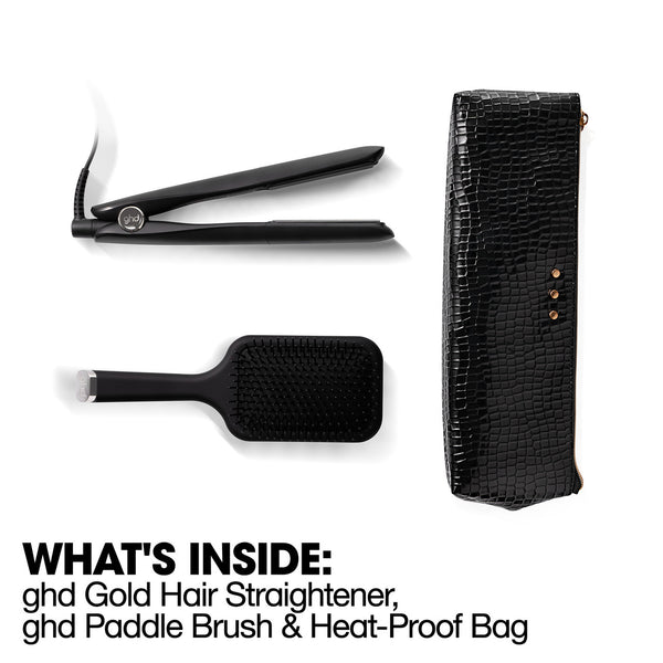 ghd Gold Hair Straightener Gift Set In Black