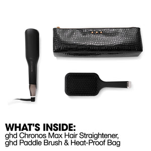 ghd Chronos Max Best Wide Plate Hair Straightener Christmas Gift Set in Black