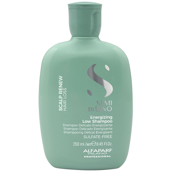 Green shampoo bottle with text on a white background