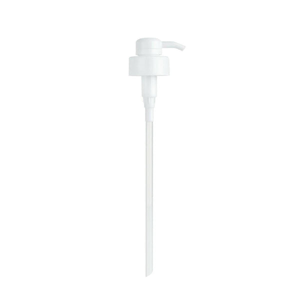 White plastic pump dispenser on a white background