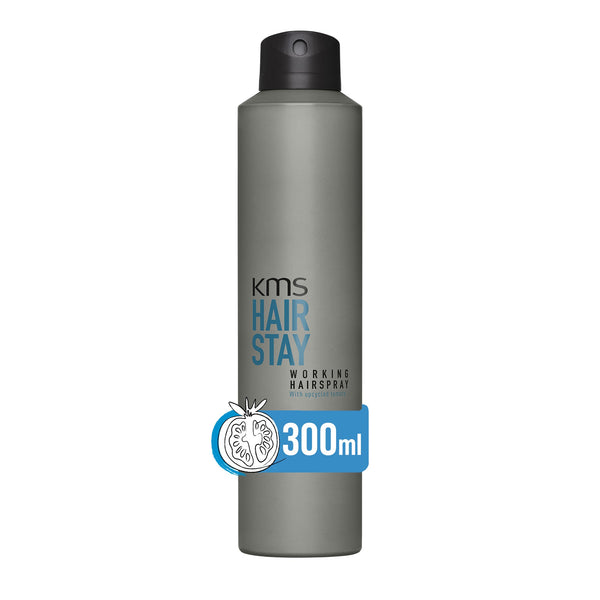 KMS Hair Stay hairspray bottle on a white background