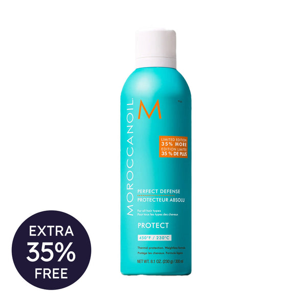 Moroccanoil shampoo bottle with a promotional label on a white background