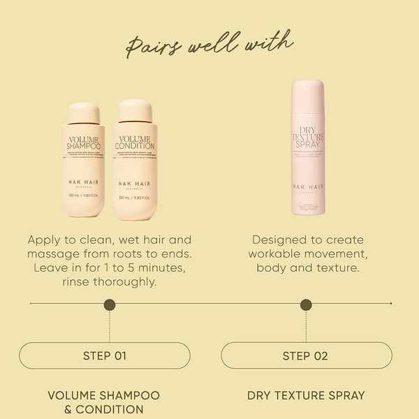 Hair care product set with shampoo, conditioner, and spray on a beige background