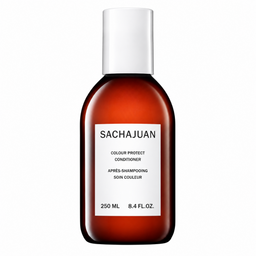 Sachajuan Colour Protect Conditioner in a 250 ml amber brown bottle with a white cap and white label, shown on a plain white background.
