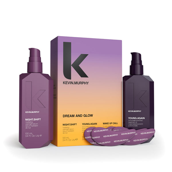 Kevin Murphy hair care products including bottles and a box on a white background