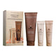 Innersense body care products including scrub, wash, and lotion with packaging on a white background